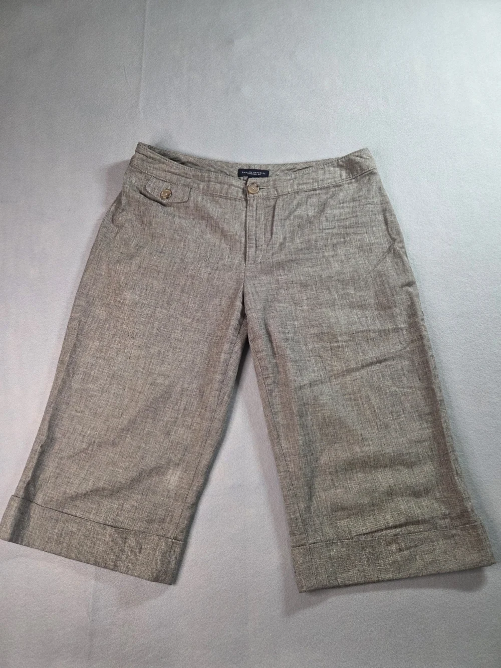 Banana Republic Contoured Fit Linen Capris Pants Brown Size 10